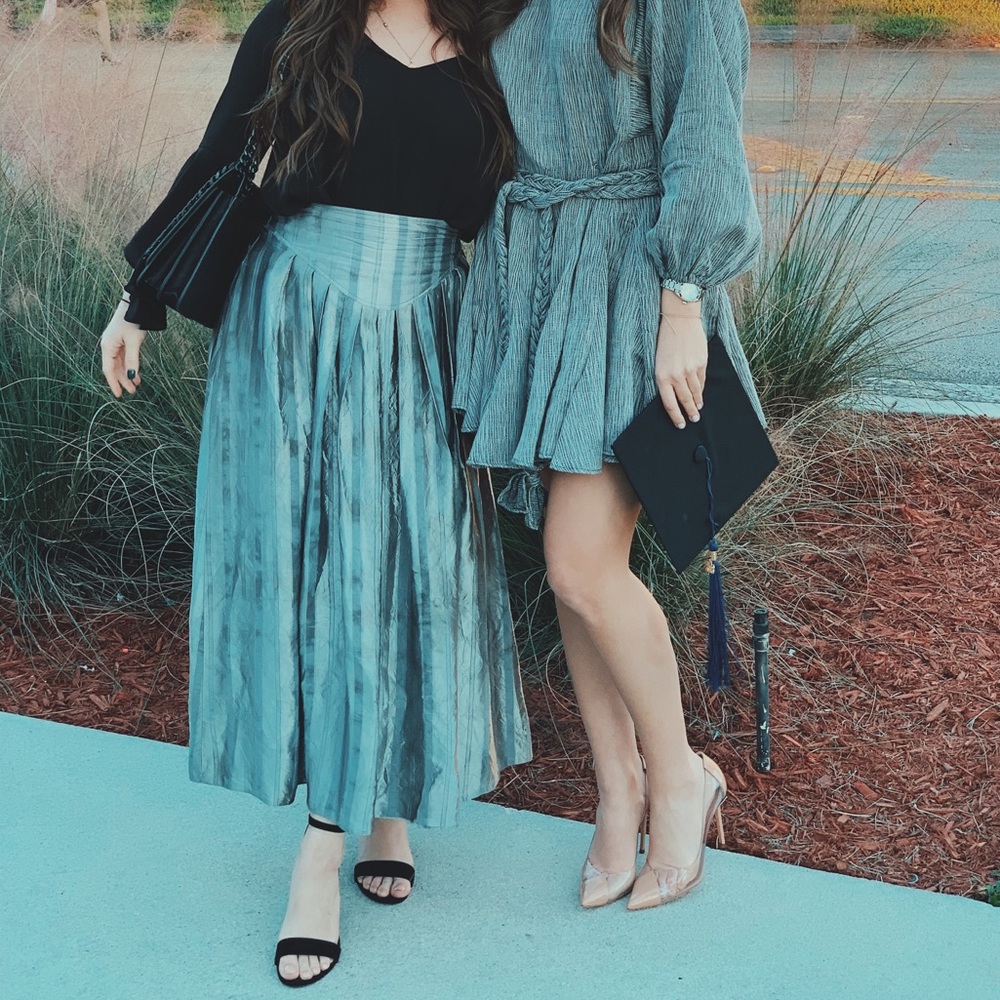 Metallic silver skirt